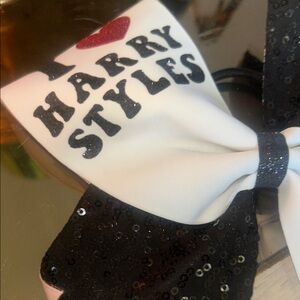 I Love Harry Styles Big Hair Bow - Black and White ❤️ handmade!